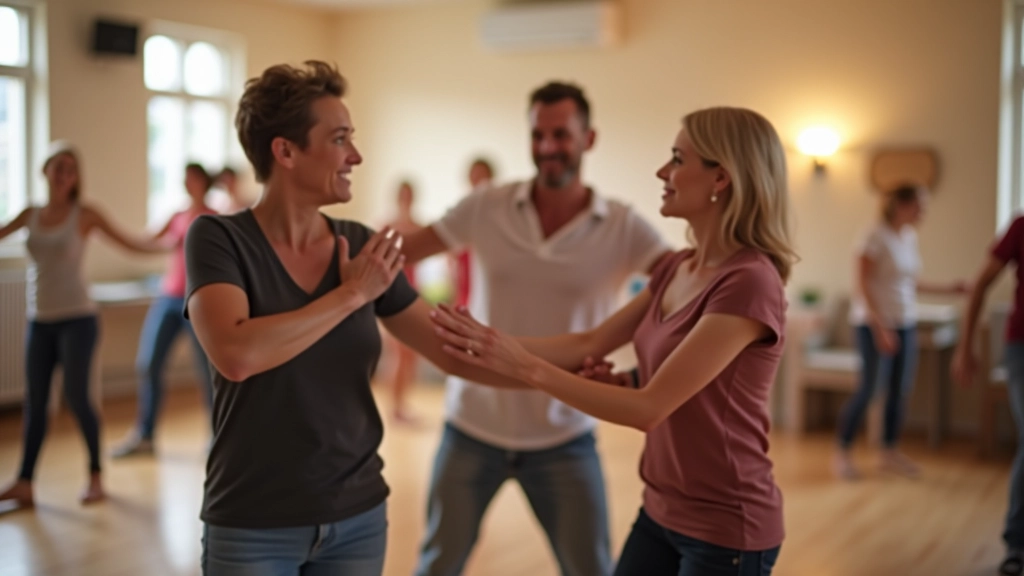Bachata dance instruction with partners in a bright studio space during a weekend workshop