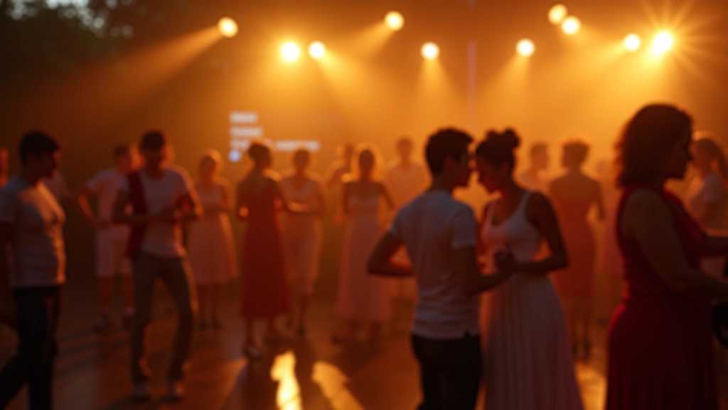 Outdoor dance gathering with musicians performing at a Portuguese festival